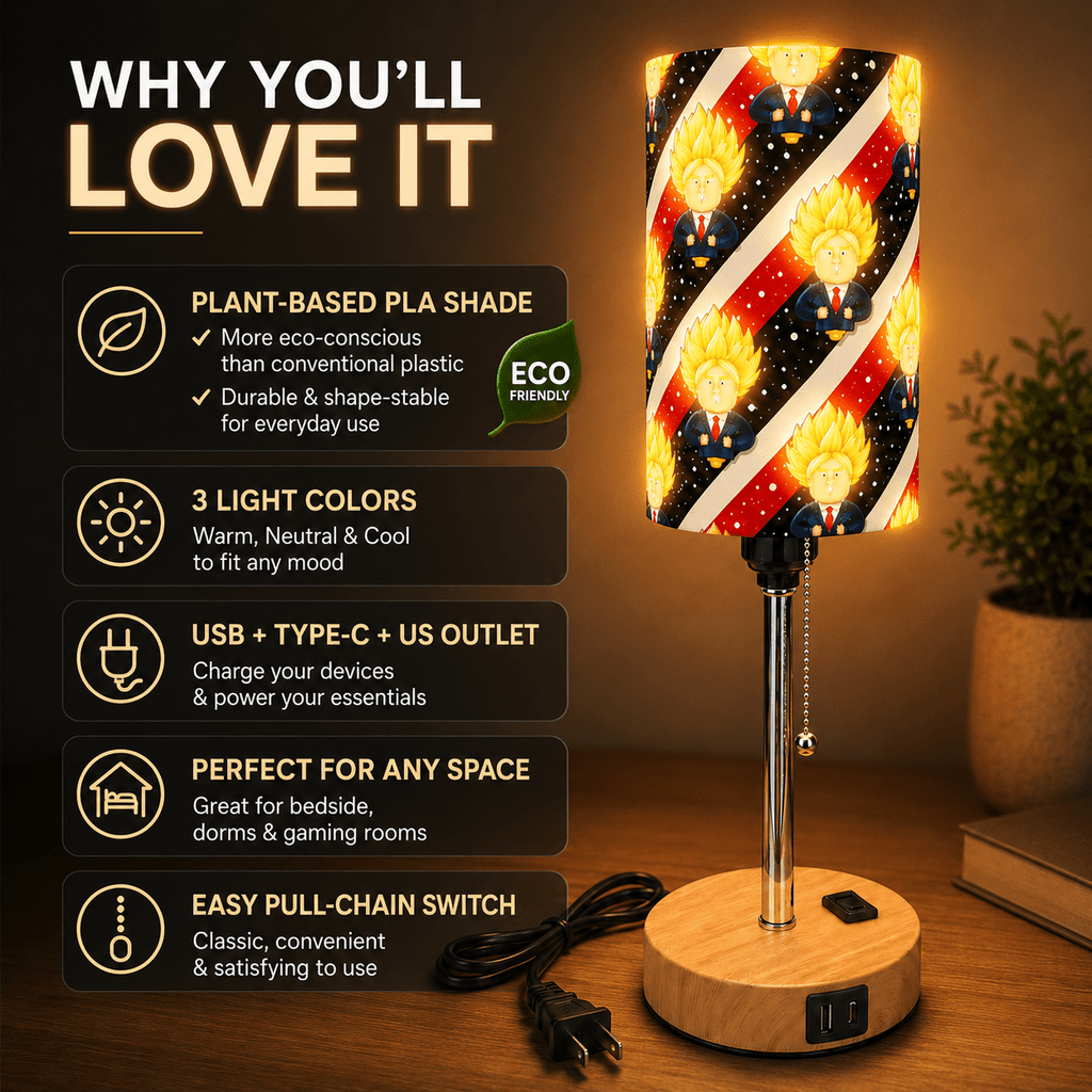 Hero Cartoon PLA Eco-Friendly Pull Chain Table Lamp ⭐ 3 Color Dimmable Multifunctional Bedside Lamp, Novelty Home Decor Gift
