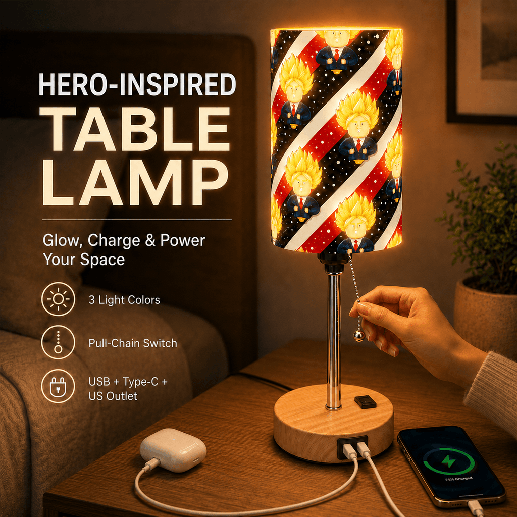 Hero Cartoon PLA Eco-Friendly Pull Chain Table Lamp ⭐ 3 Color Dimmable Multifunctional Bedside Lamp, Novelty Home Decor Gift