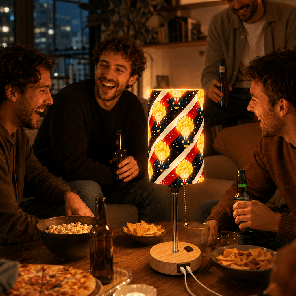 Hero Cartoon PLA Eco-Friendly Pull Chain Table Lamp ⭐ 3 Color Dimmable Multifunctional Bedside Lamp, Novelty Home Decor Gift