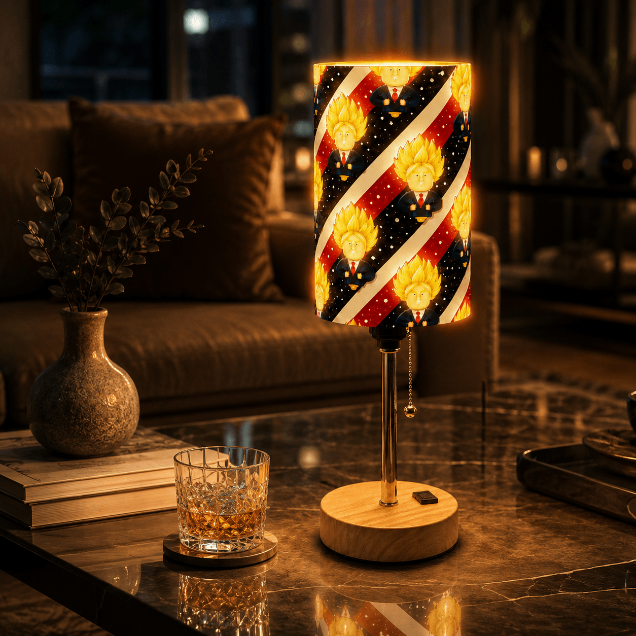 Hero Cartoon PLA Eco-Friendly Pull Chain Table Lamp ⭐ 3 Color Dimmable Multifunctional Bedside Lamp, Novelty Home Decor Gift