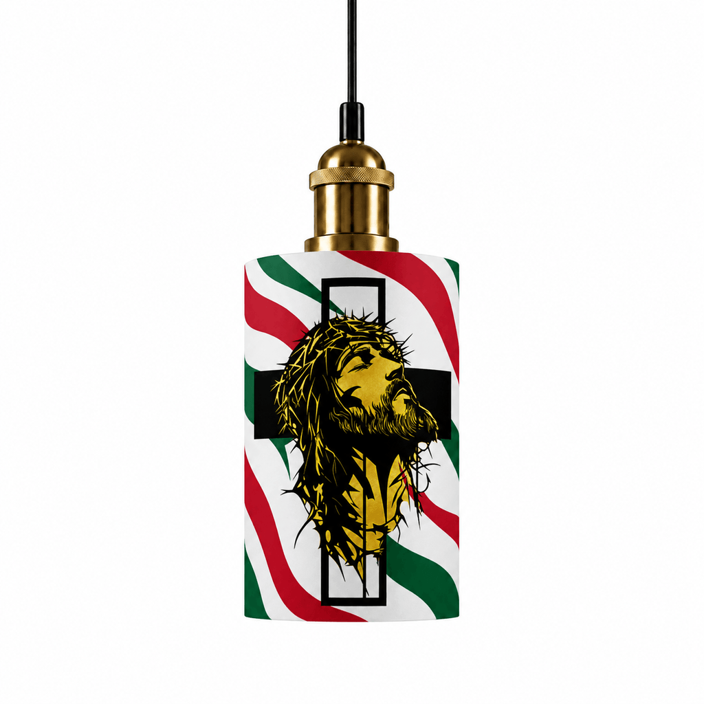 Jesus Cross Faith‑Themed PLA Pendant Lamp ✝️ 3‑Color Light, Recessed Mount with Built‑in Switch, Religious Hanging Ceiling Light