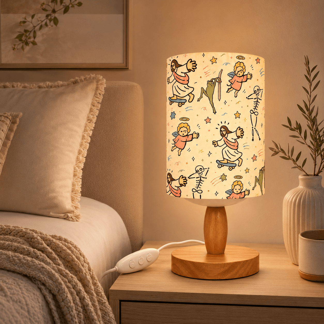 Whimsical Faith‑Inspired PLA Eco‑Friendly Dimmable Table Lamp🕊️ Button Control Bedside Lamp, Quirky Art Home Decor Gift