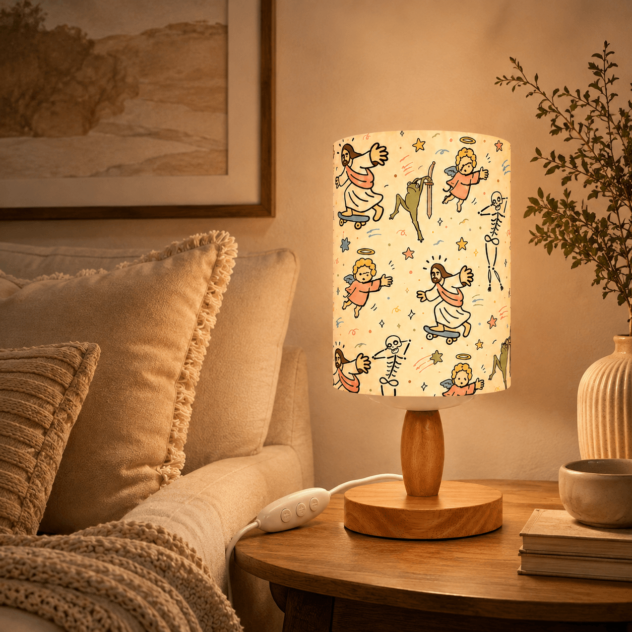 Whimsical Faith‑Inspired PLA Eco‑Friendly Dimmable Table Lamp🕊️ Button Control Bedside Lamp, Quirky Art Home Decor Gift