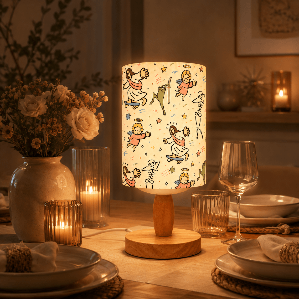 Whimsical Faith‑Inspired PLA Eco‑Friendly Dimmable Table Lamp🕊️ Button Control Bedside Lamp, Quirky Art Home Decor Gift