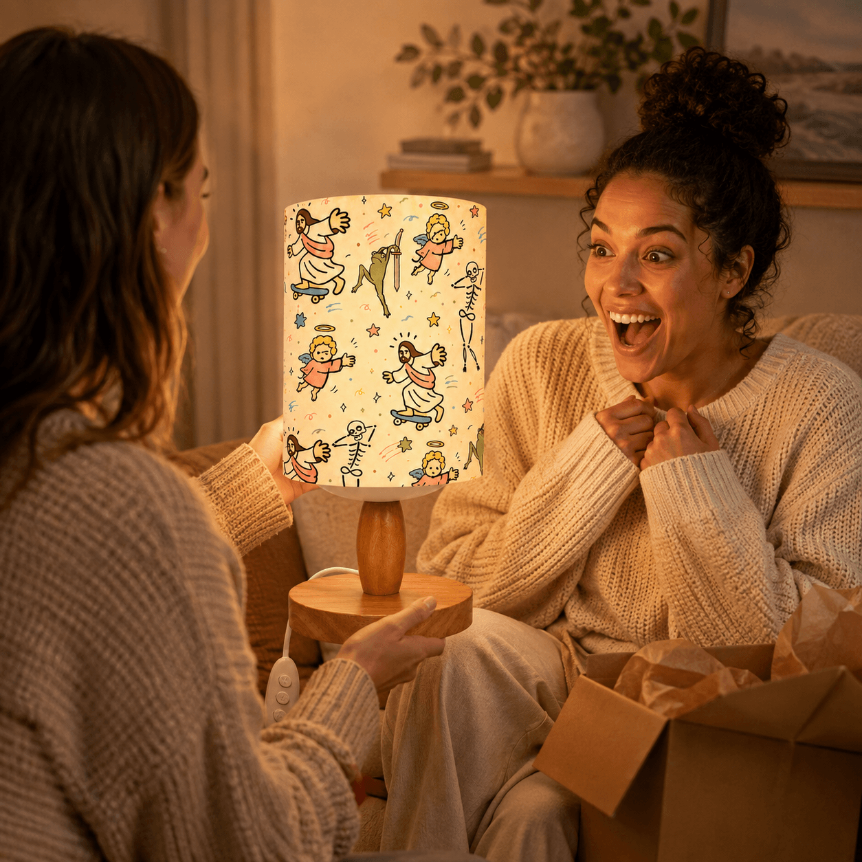 Whimsical Faith‑Inspired PLA Eco‑Friendly Dimmable Table Lamp🕊️ Button Control Bedside Lamp, Quirky Art Home Decor Gift