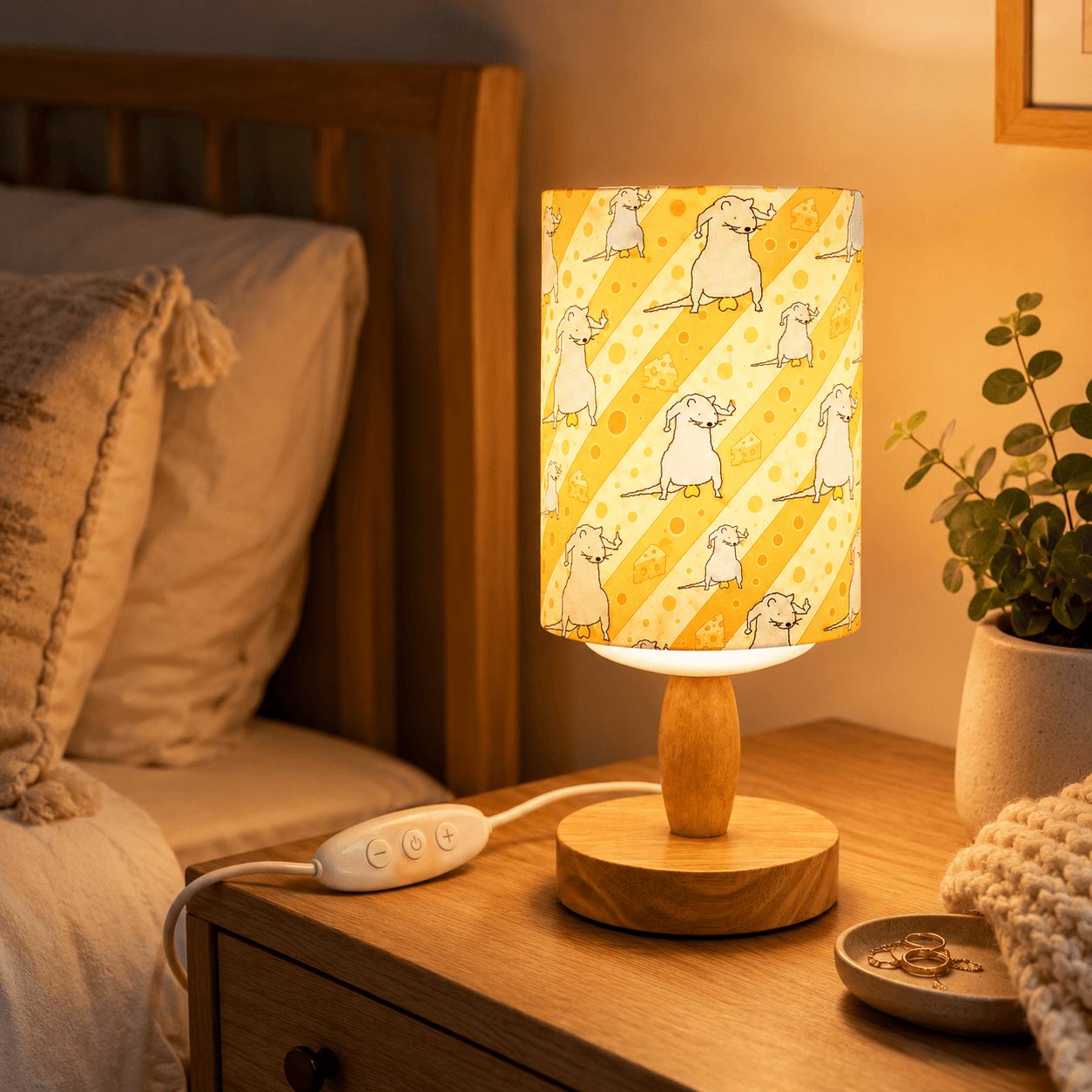 Whimsical Mouse PLA Eco‑Friendly Dimmable Table Lamp 🧀 Button Control Bedside Lamp, Cute Animal Home Decor Gift