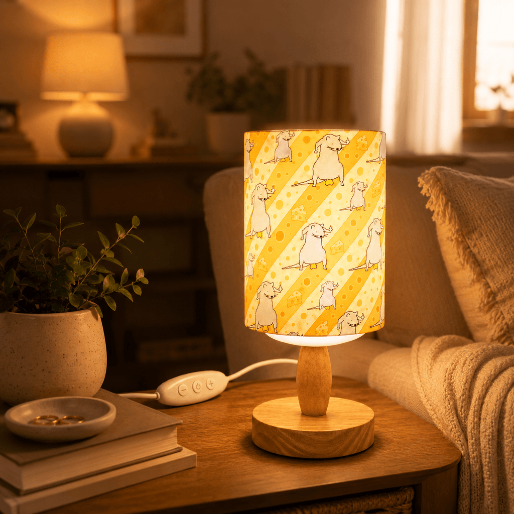 Whimsical Mouse PLA Eco‑Friendly Dimmable Table Lamp 🧀 Button Control Bedside Lamp, Cute Animal Home Decor Gift