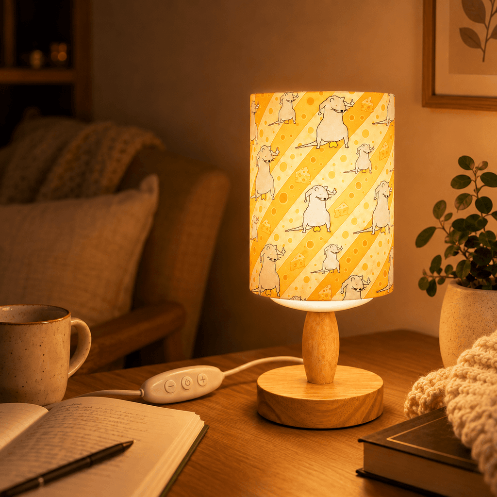 Whimsical Mouse PLA Eco‑Friendly Dimmable Table Lamp 🧀 Button Control Bedside Lamp, Cute Animal Home Decor Gift