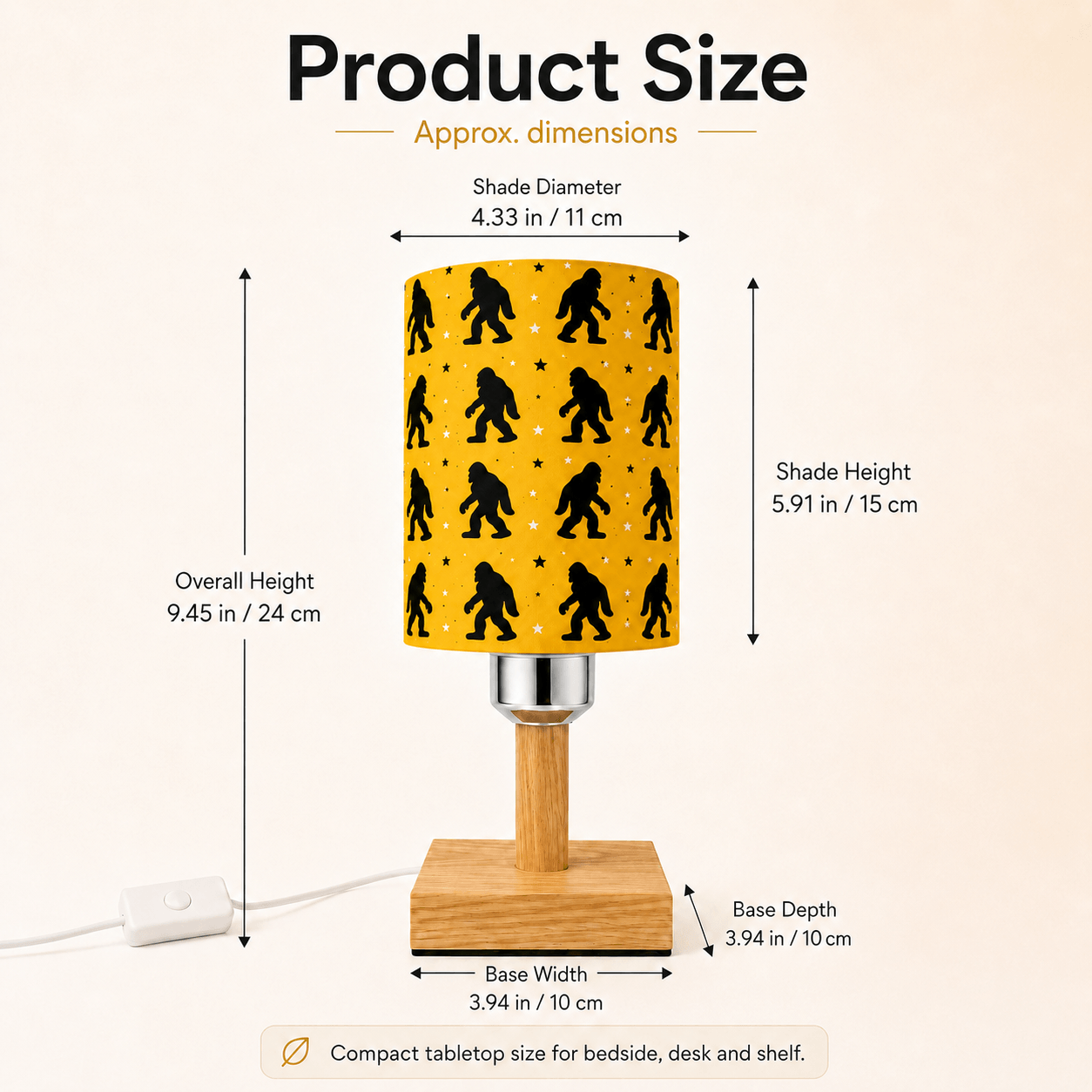 Wandering Bigfoot PLA Eco‑Friendly Dimmable Table Lamp⭐ 3‑Button Control Bedside Lamp, Quirky Wildlife Home Decor Gift
