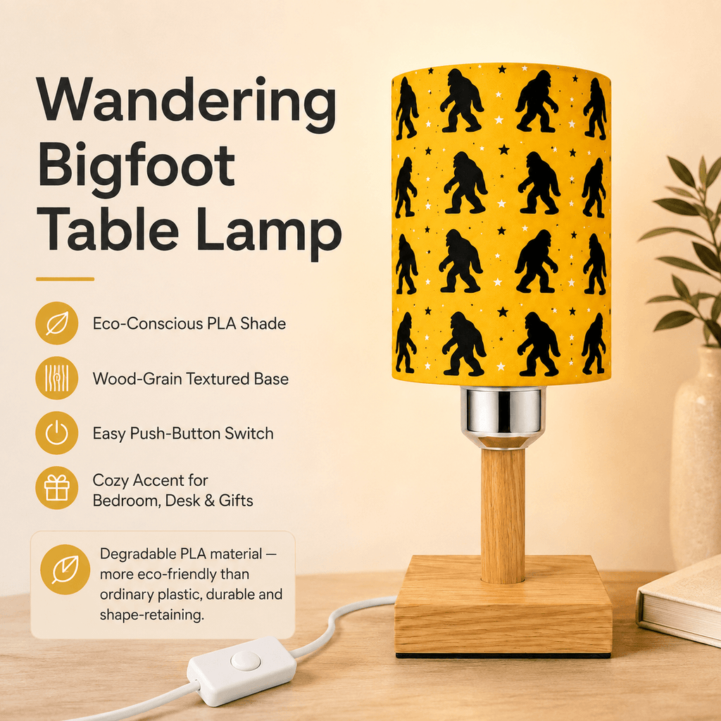 Wandering Bigfoot PLA Eco‑Friendly Dimmable Table Lamp⭐ 3‑Button Control Bedside Lamp, Quirky Wildlife Home Decor Gift