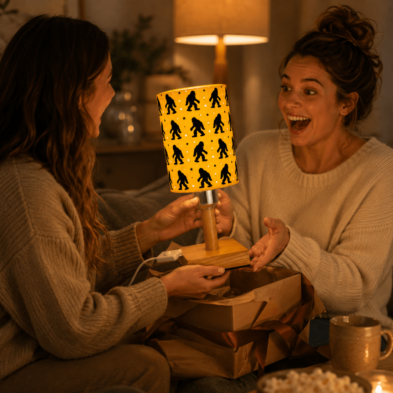 Wandering Bigfoot PLA Eco‑Friendly Dimmable Table Lamp⭐ 3‑Button Control Bedside Lamp, Quirky Wildlife Home Decor Gift