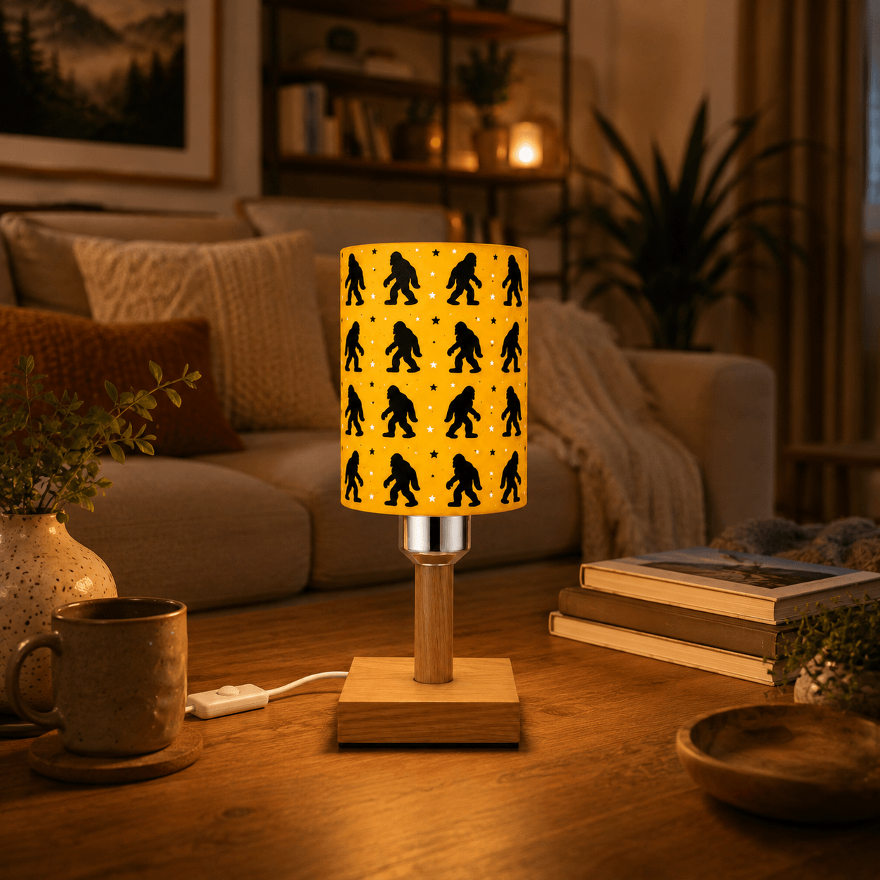 Wandering Bigfoot PLA Eco‑Friendly Dimmable Table Lamp⭐ 3‑Button Control Bedside Lamp, Quirky Wildlife Home Decor Gift