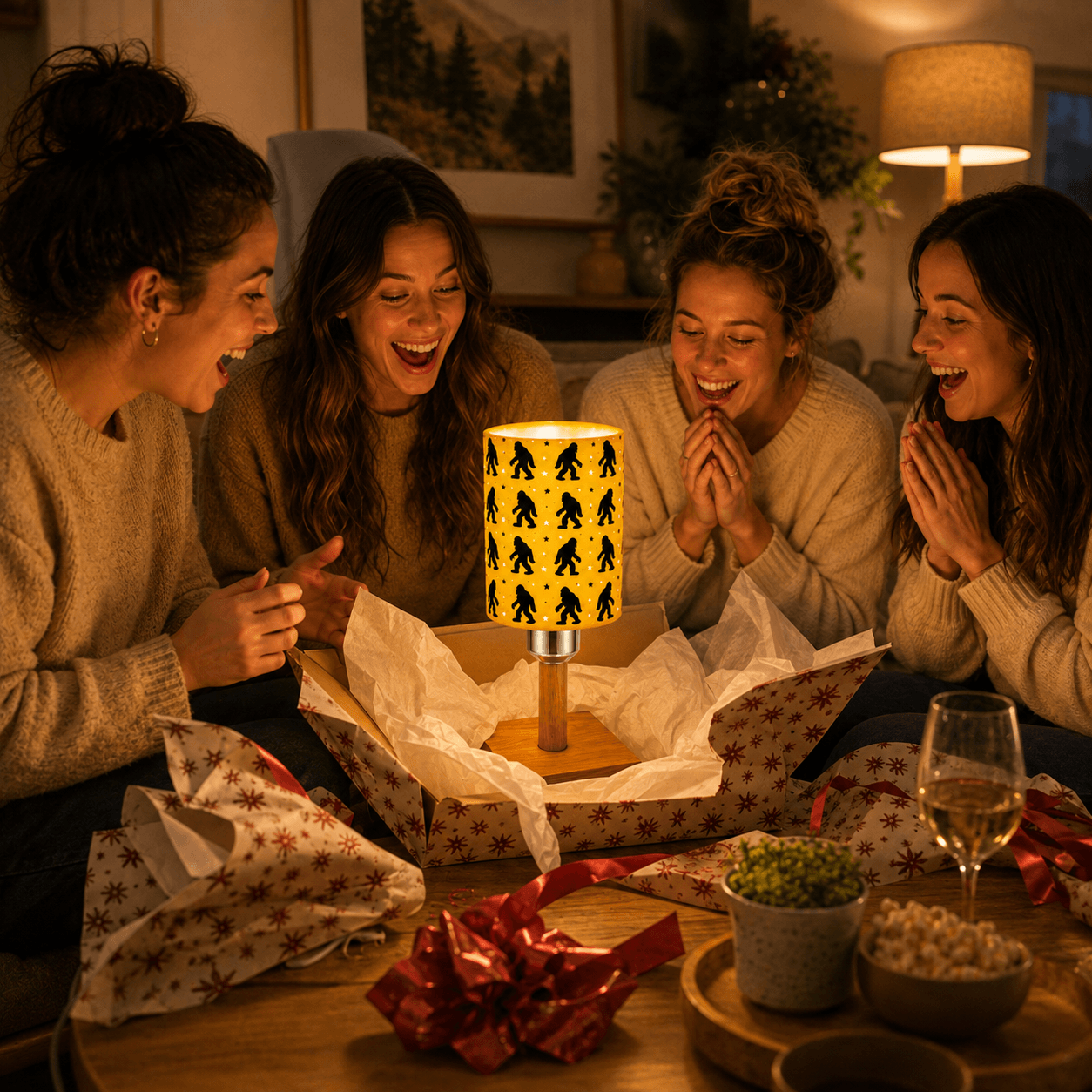 Wandering Bigfoot PLA Eco‑Friendly Dimmable Table Lamp⭐ 3‑Button Control Bedside Lamp, Quirky Wildlife Home Decor Gift