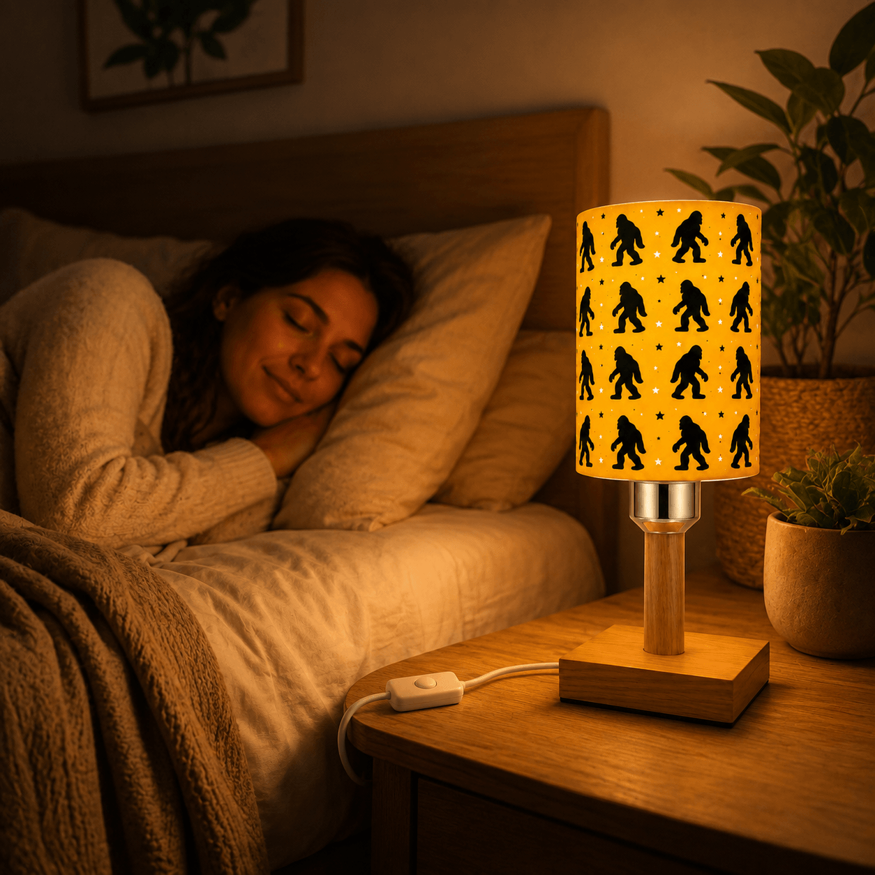 Wandering Bigfoot PLA Eco‑Friendly Dimmable Table Lamp⭐ 3‑Button Control Bedside Lamp, Quirky Wildlife Home Decor Gift