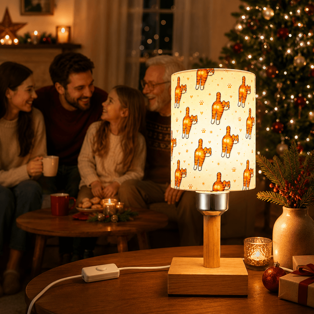 Playful Orange Cat PLA Eco‑Friendly Dimmable Table Lamp🧡 3‑Button Control Bedside Lamp, Cute Pet Home Decor Gift