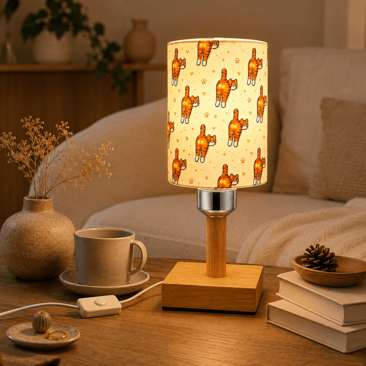 Playful Orange Cat PLA Eco‑Friendly Dimmable Table Lamp🧡 3‑Button Control Bedside Lamp, Cute Pet Home Decor Gift