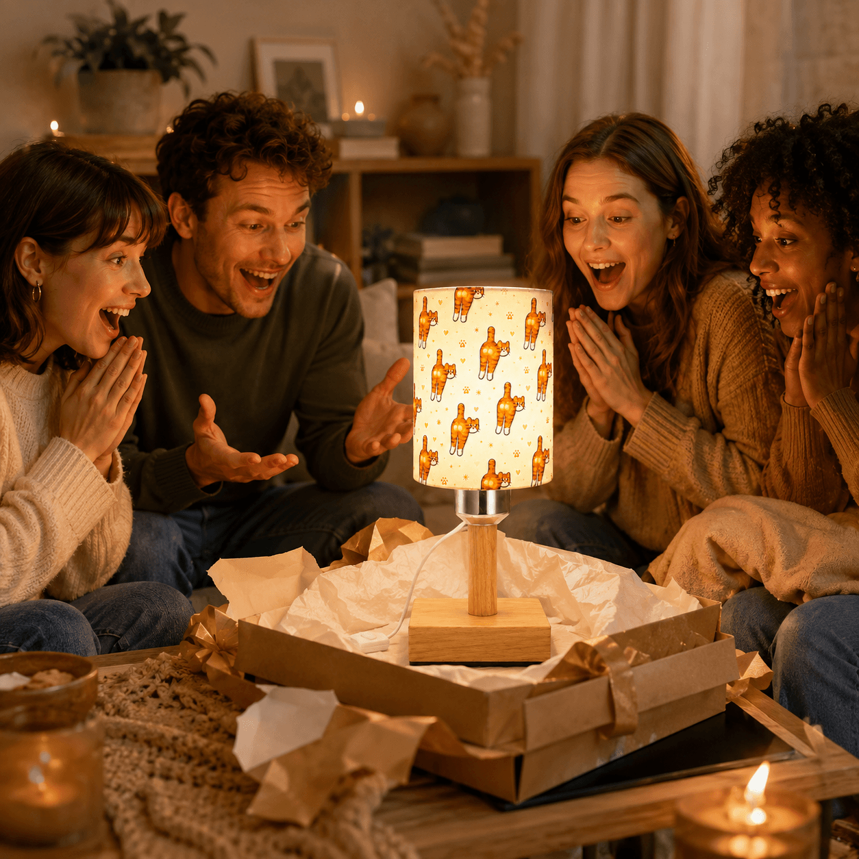 Playful Orange Cat PLA Eco‑Friendly Dimmable Table Lamp🧡 3‑Button Control Bedside Lamp, Cute Pet Home Decor Gift