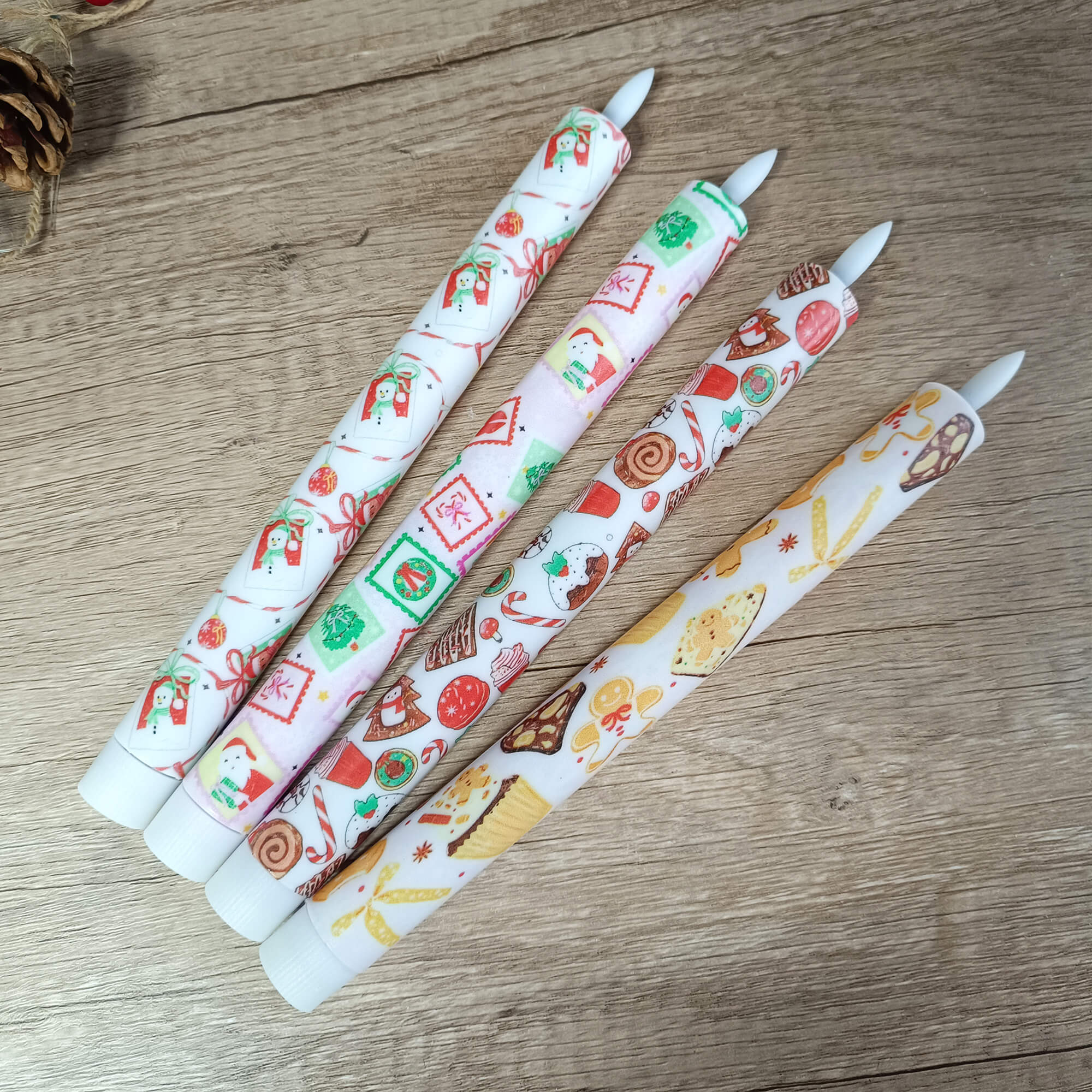 Christmas LED Flameless Taper Candles with Remote Control for Holiday Decorations