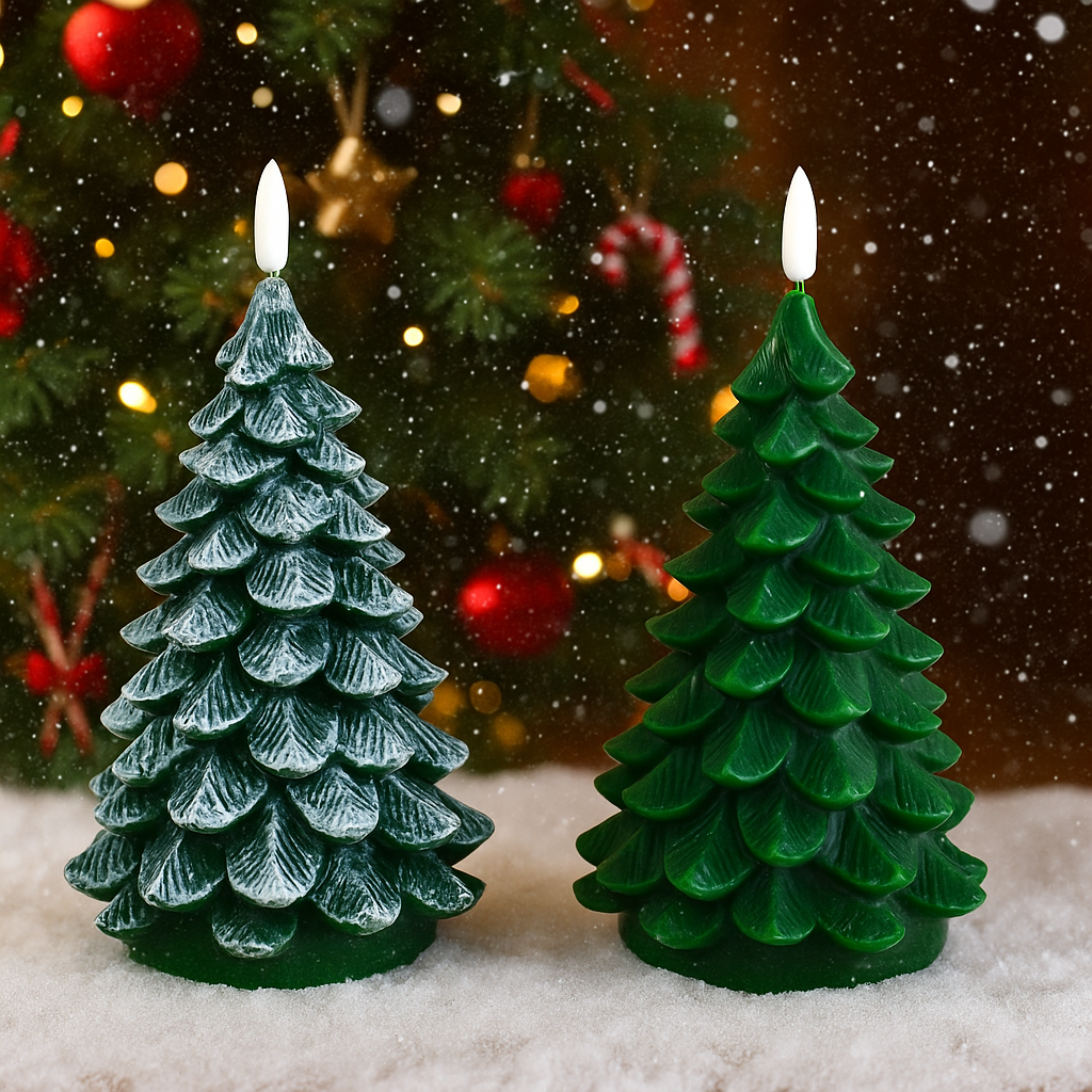 Christmas Tree Remote Control Flameless Candles for Chritsmas Gift Home Decor 2pcs