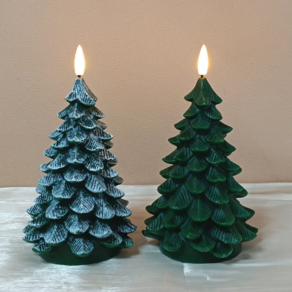 Christmas Tree Remote Control Flameless Candles for Chritsmas Gift Home Decor 2pcs