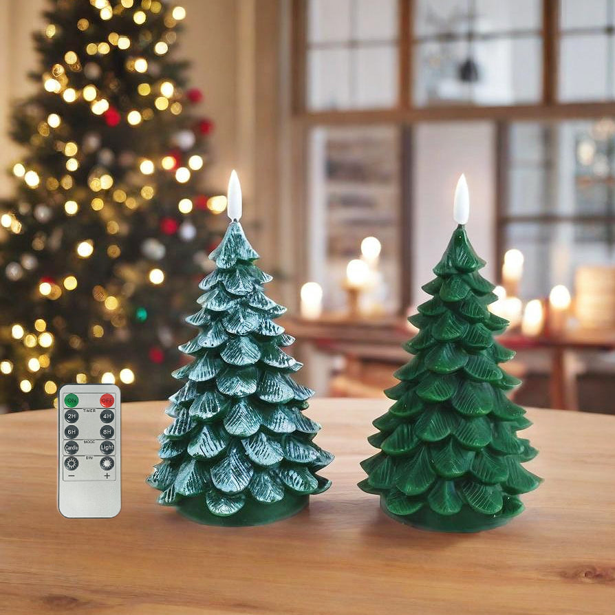 Christmas Tree Remote Control Flameless Candles for Chritsmas Gift Home Decor 2pcs