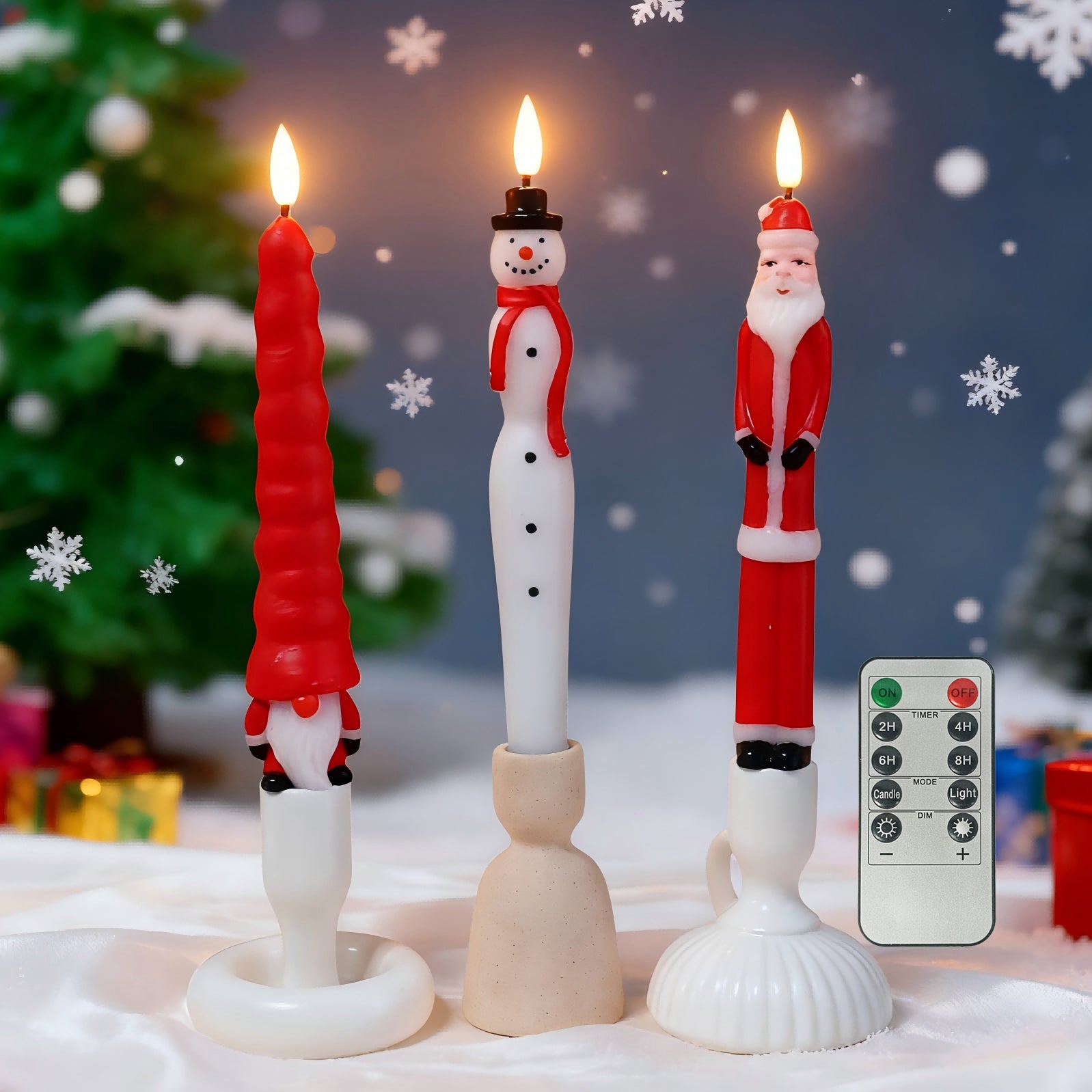 Christmas Flameless Candles Remote Control For Holiday Home Decoration 1PC