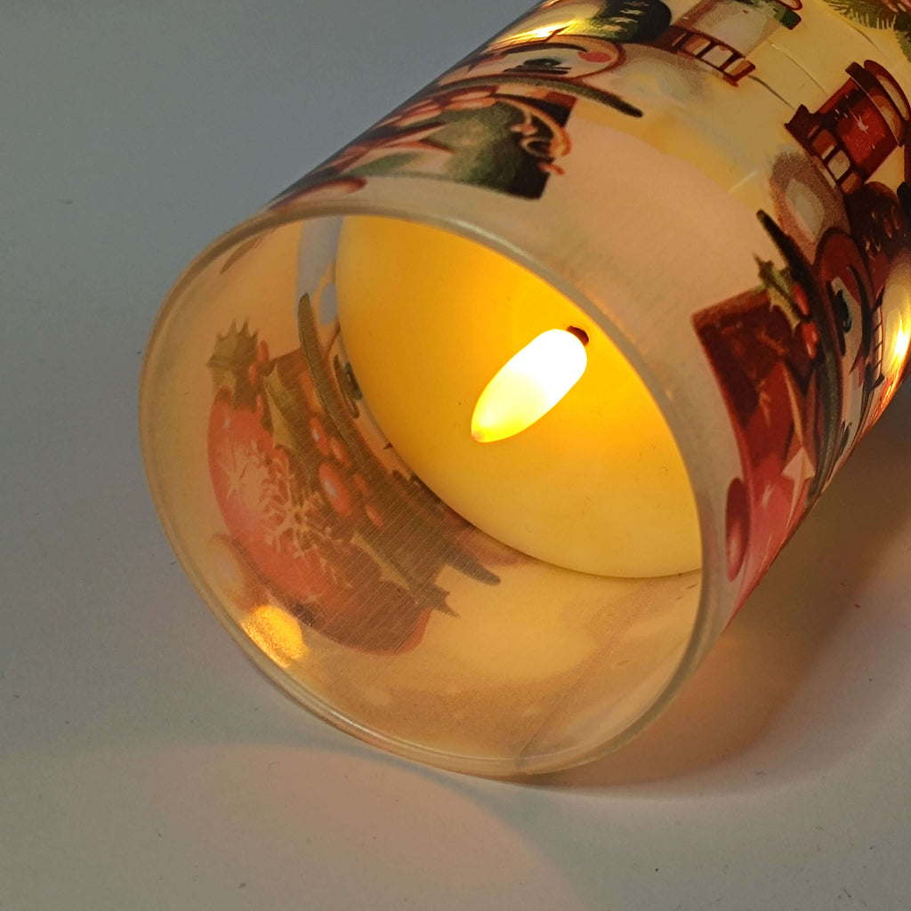 Nutcracker Christmas LED Flameless Pillar Candle Set with Copper Wire Lights and Remote Control