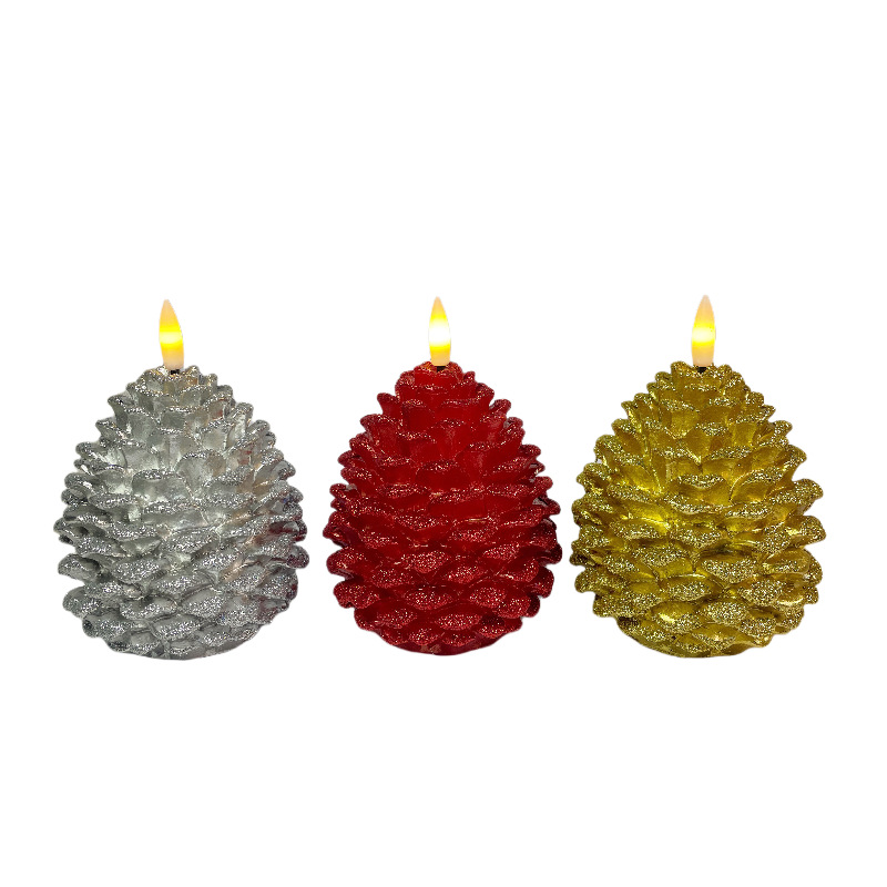 Pinecone Shaped LED Candle Glitter Wax Flameless Candle