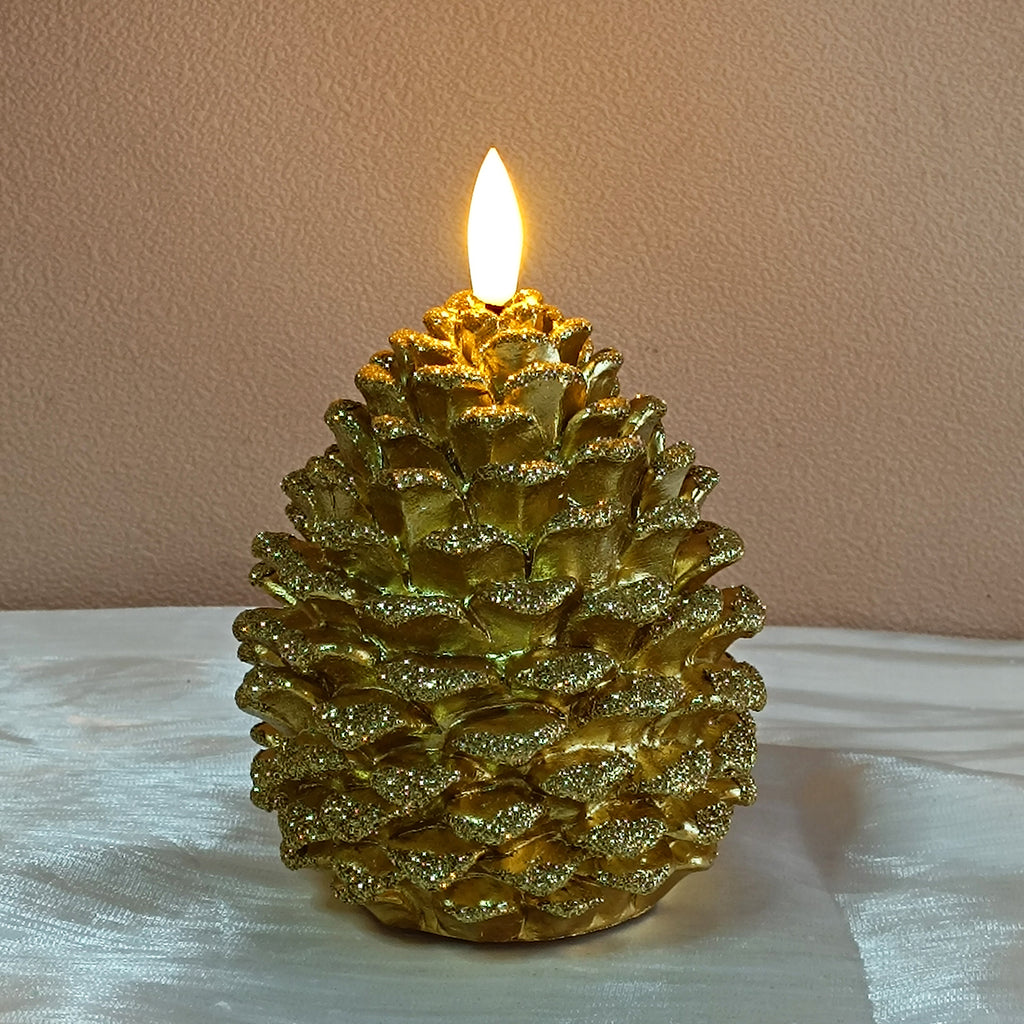 Pinecone Shaped LED Candle Glitter Wax Flameless Candle