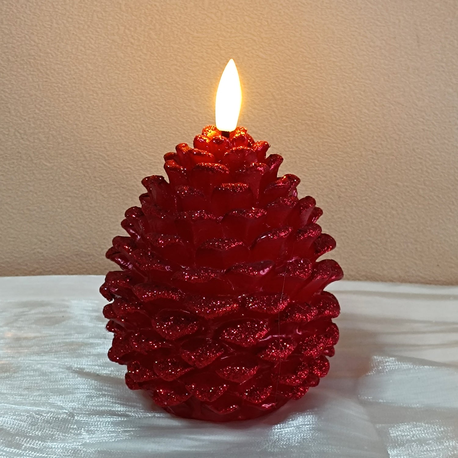 Pinecone Shaped LED Candle Glitter Wax Flameless Candle