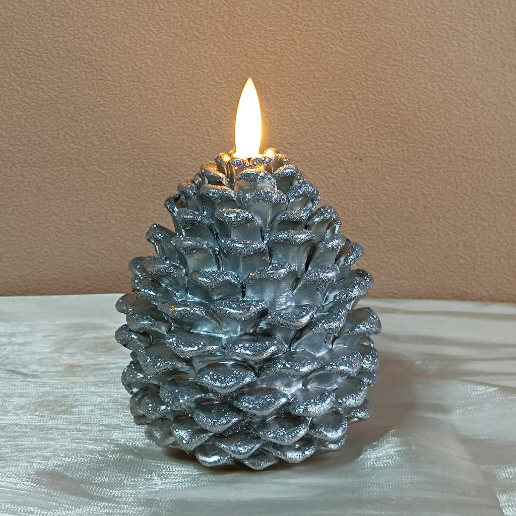 Pinecone Shaped LED Candle Glitter Wax Flameless Candle