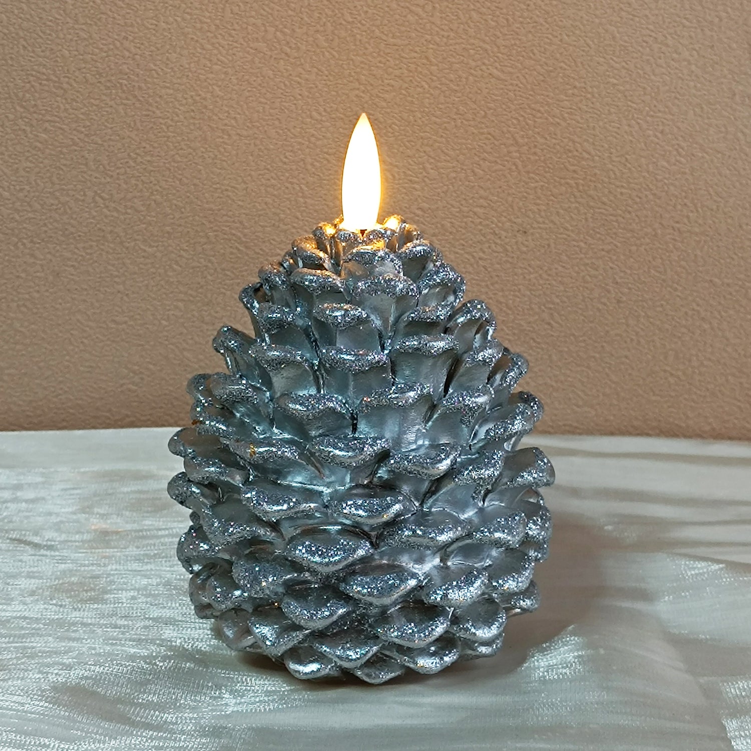 Pinecone Shaped LED Candle Glitter Wax Flameless Candle