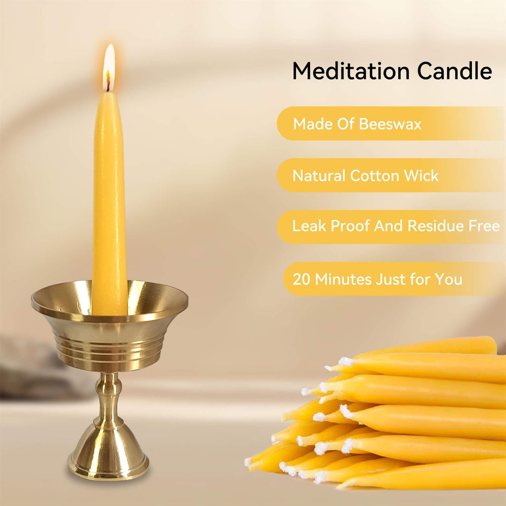 Beeswax Meditation Candles with Holder: Prayer, Yoga, Altar