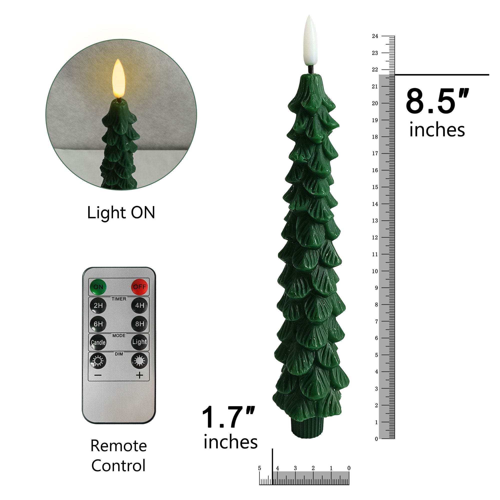 Christmas Tree LED Taper Candles Flickering with Remote Timer, Real Wax Battery Candles Warm 3D Wick Christmas Home Party Decor