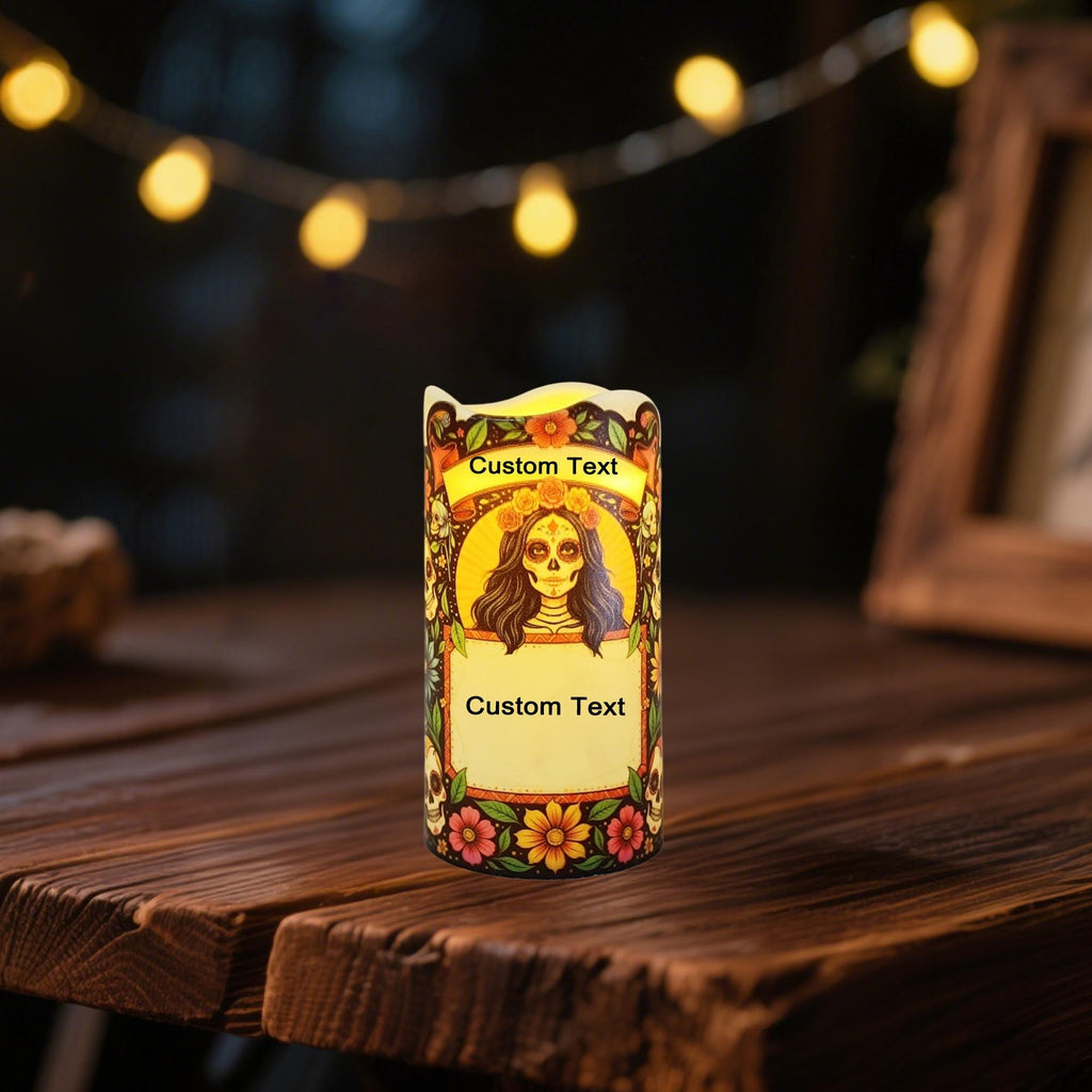Personalized Prayer LED Candle: Custom Photo Memorial Gift with Remote