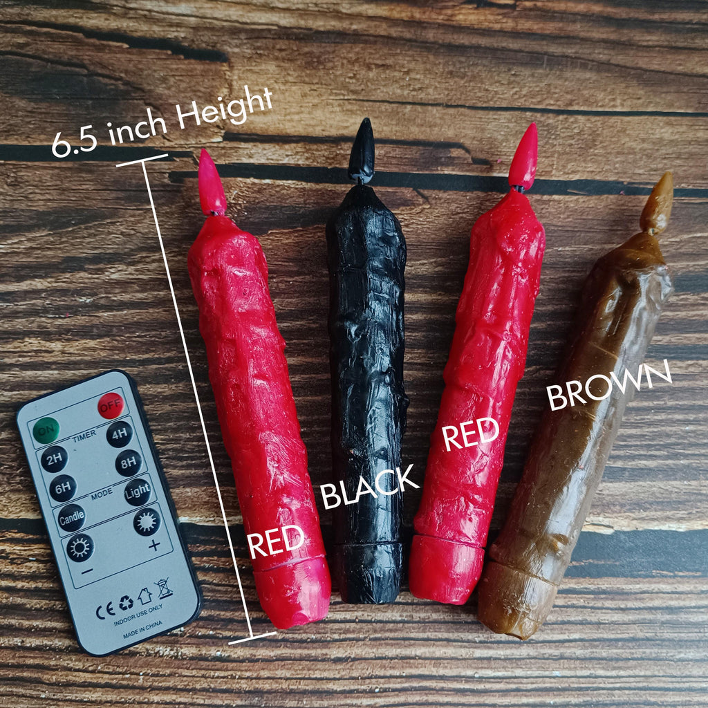 6.5 Inch Taper Primitive Candles with Timer,Flameless Led Taper Candles,Real Wax Hand Dipped Candles, With String Lights,Christmas Gift