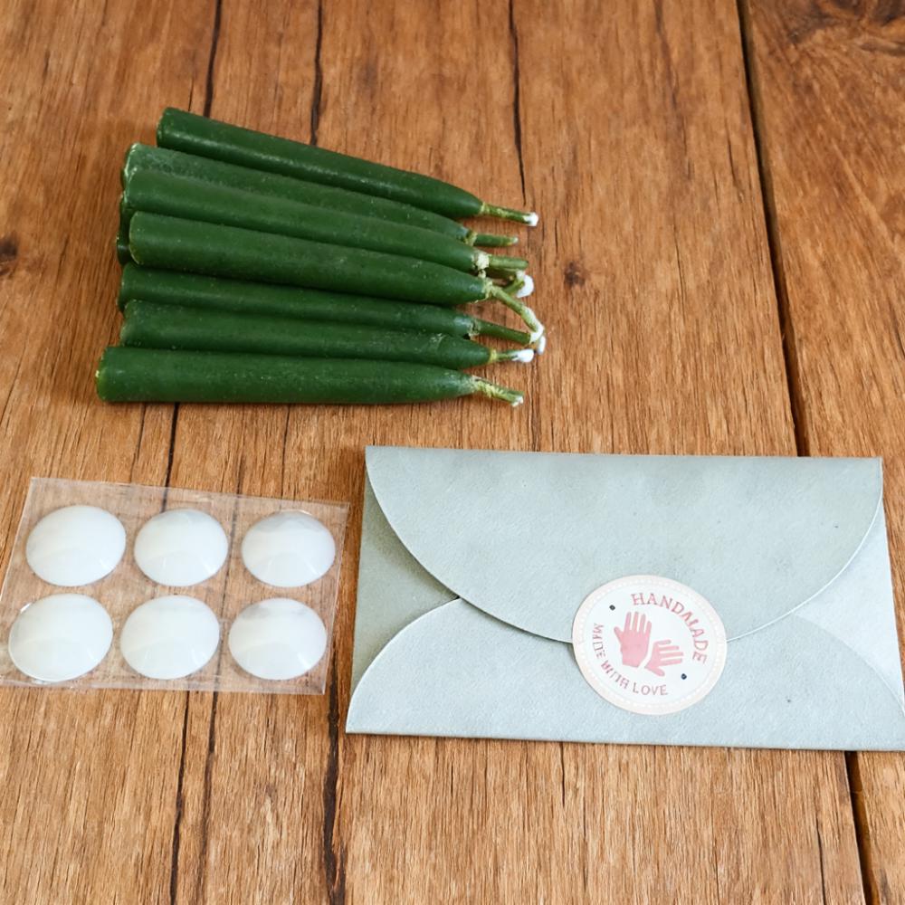 Olive Green Meditation Candles 25/30pcs, 2.5 Inch Hand-Dipped Beeswax Taper Candle Home Decor Christmas Gift for Her