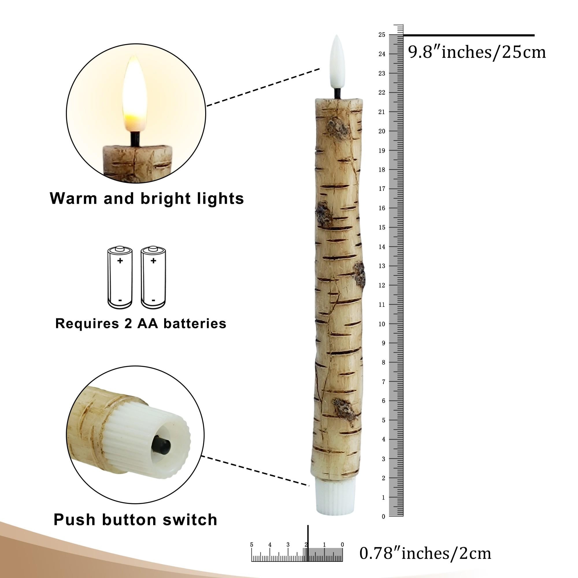 9.8 Inch Flameless Taper Candles,LED Battery Operated with Remote Control and Timer,Real Wax Taper Candles for Home Decor Christmas  Gift
