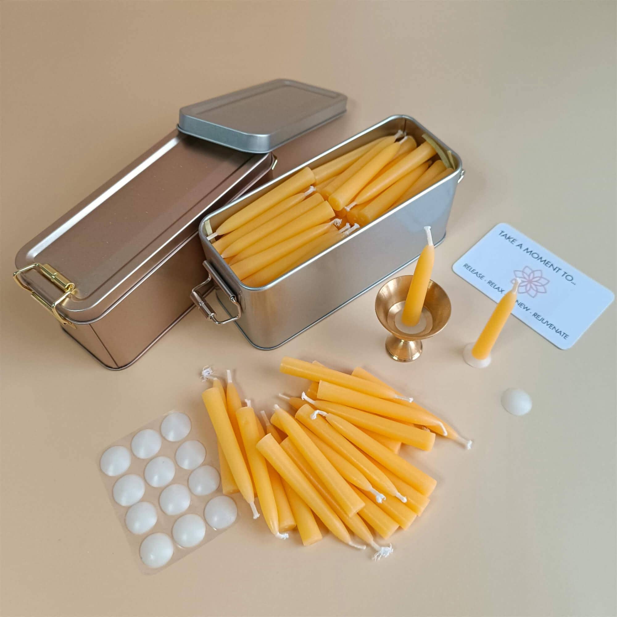 2.5 Inch Beeswax Meditation Candle, 70 pcs, Cotton Wick, Small Church Taper Candle, Wax Dipped, Handmade, Mother's Day Gift