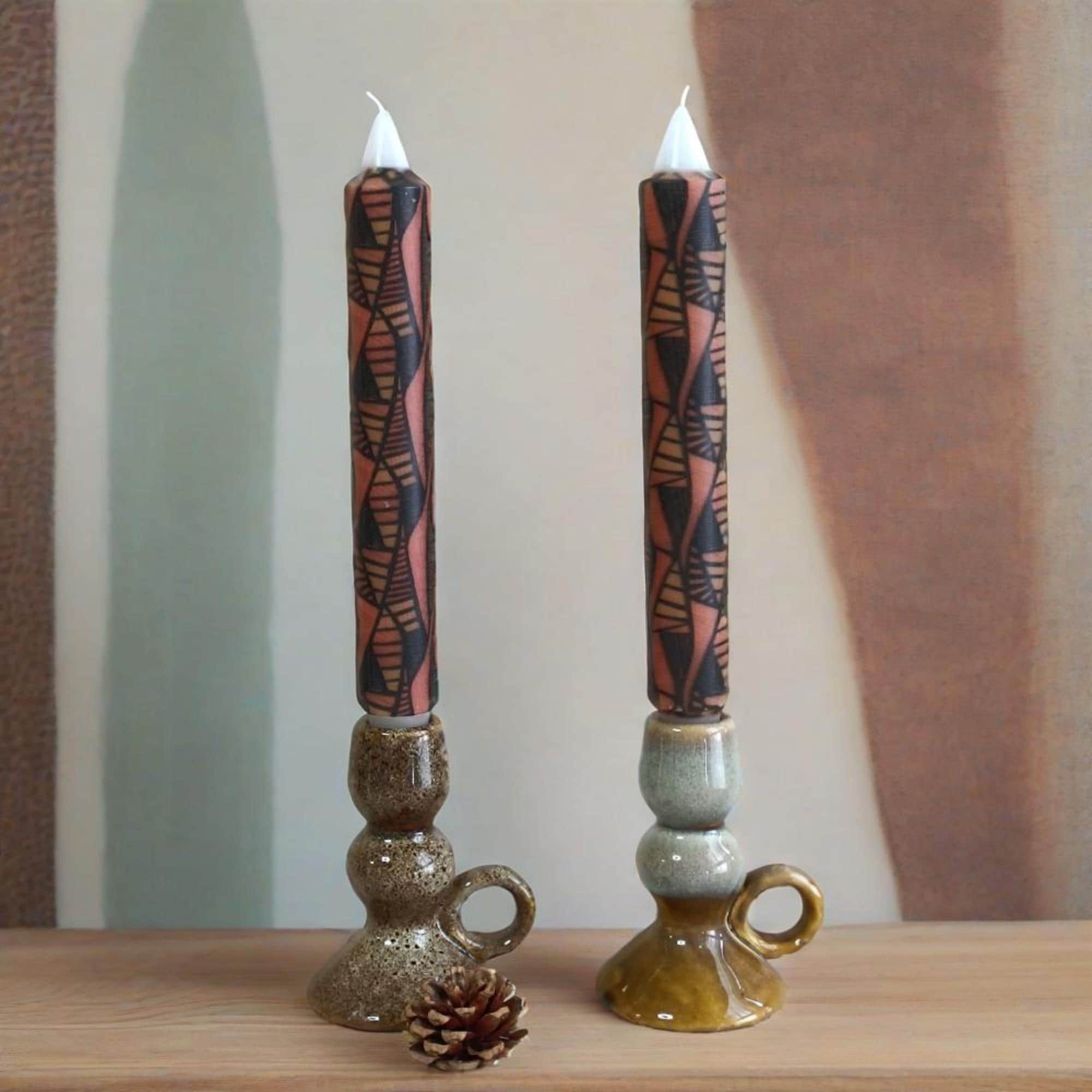 African Abstract Art Candle,Pillar Candles,Taper Candles,LED Candles,Unscented,Handmade Tribal Decor Ethno Art Style Home Decor Gift