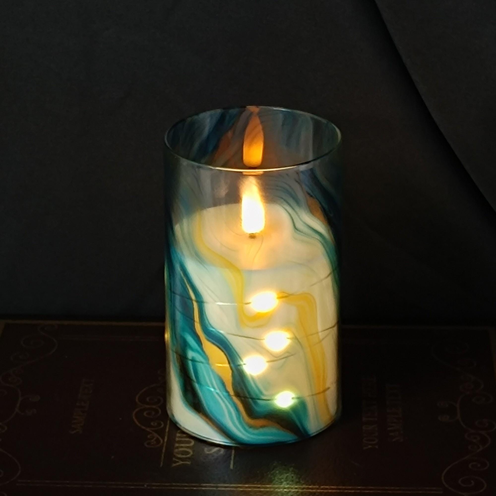 Marble Flameless Pillar Candles Set of 3 LED Candles with Remote and Timer Unscented Flickering Candles Christmas Home Decor