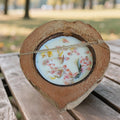 Coconut Wood Dough Bowl Candle: Dried Floral Soy Wax, Wooden Wick, Housewarming Gift