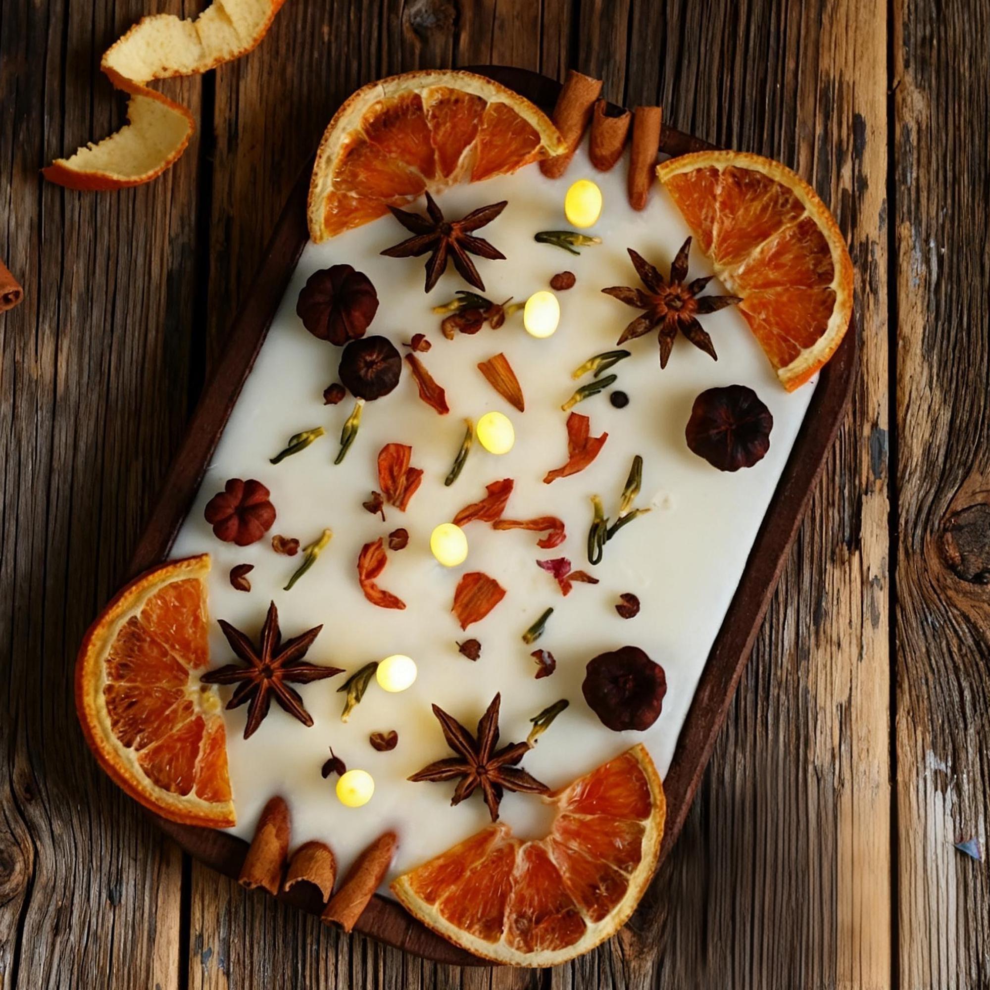 Christmas Gift Spiced Orange Cinnamon Dough Bowl Candle, LED Wick Flameless Handmade Scent Candle Home Decor for Housewarming