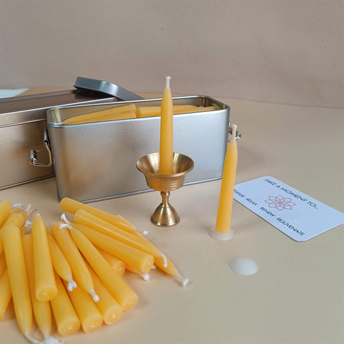 2.5 Inch Beeswax Meditation Candle, 70 pcs, Cotton Wick, Small Church Taper Candle, Wax Dipped, Handmade, Mother's Day Gift