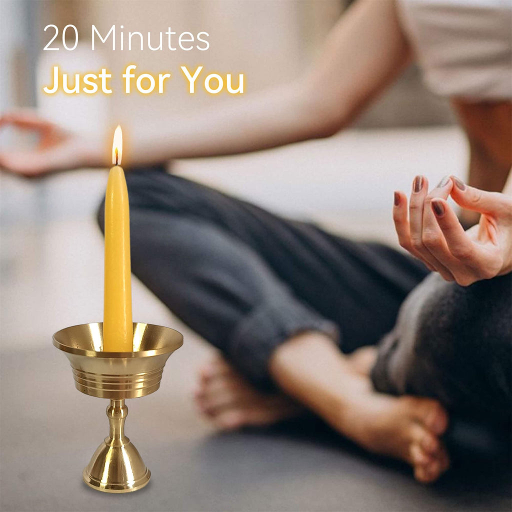 Beeswax Meditation Candles with Holder: Prayer, Yoga, Altar
