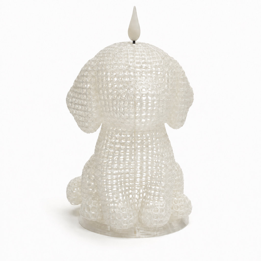 Remote‑Controlled Dimmable Dog Table Lamp 🐶 PLA Bedside Night Light With Timer & Candle Flicker Mode