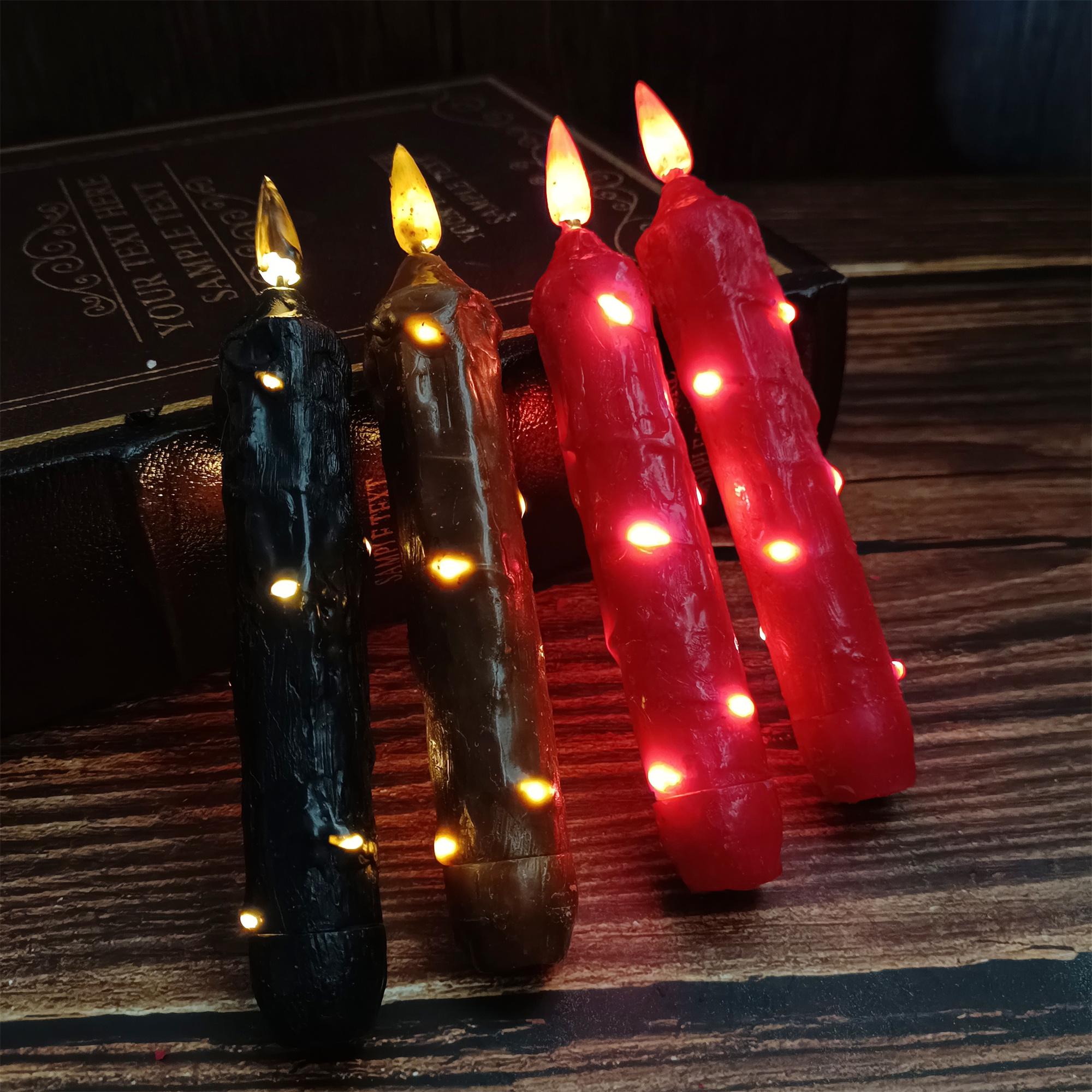 6.5 Inch Taper Primitive Candles with Timer,Flameless Led Taper Candles,Real Wax Hand Dipped Candles, With String Lights,Christmas Gift