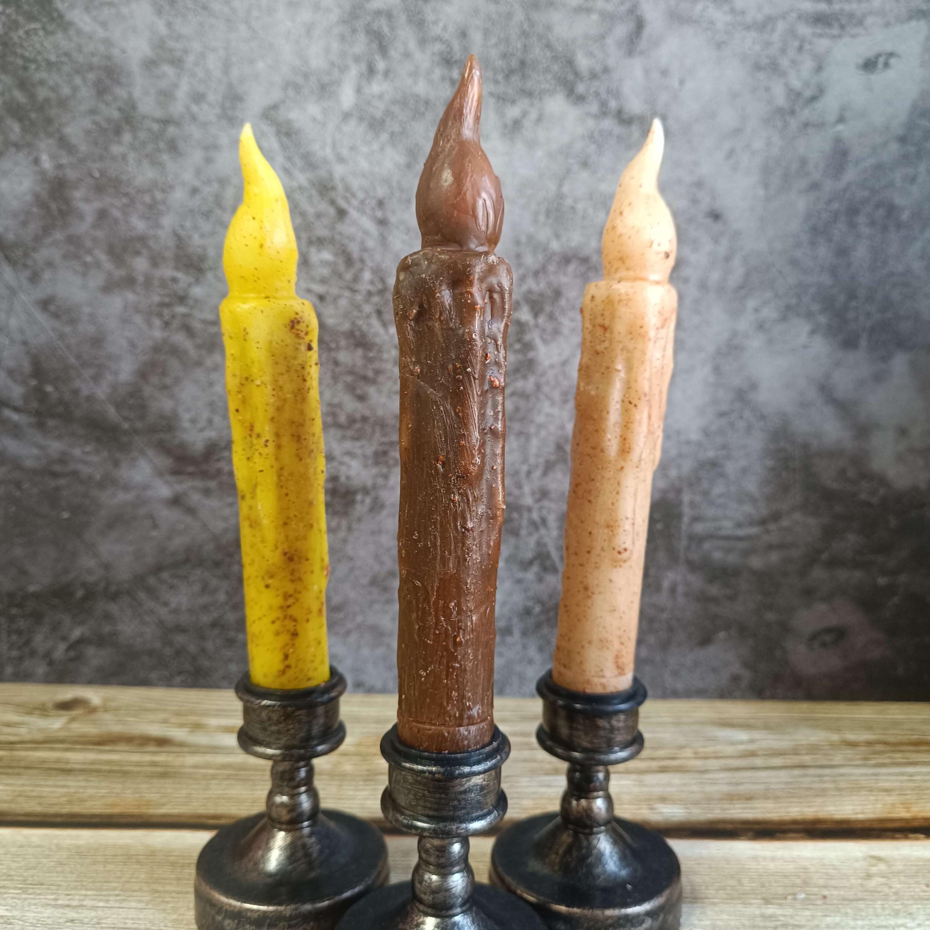 6.7 Inch Vintage LED Candle, Simulated Flame Candle, Rustic Decor Candle, Battery Powered with Timer, Mother's Day Gift