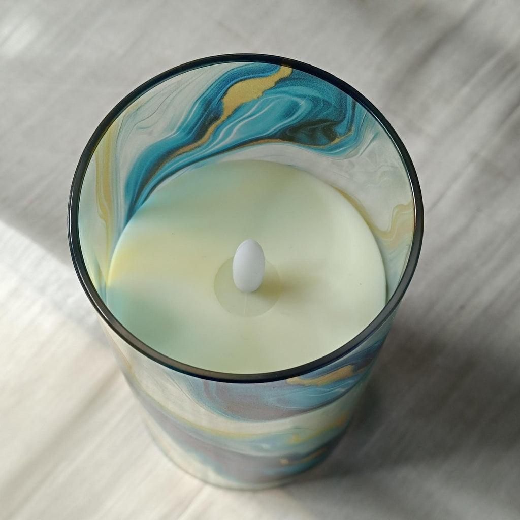 Marble Flameless Pillar Candles Set of 3 LED Candles with Remote and Timer Unscented Flickering Candles Christmas Home Decor