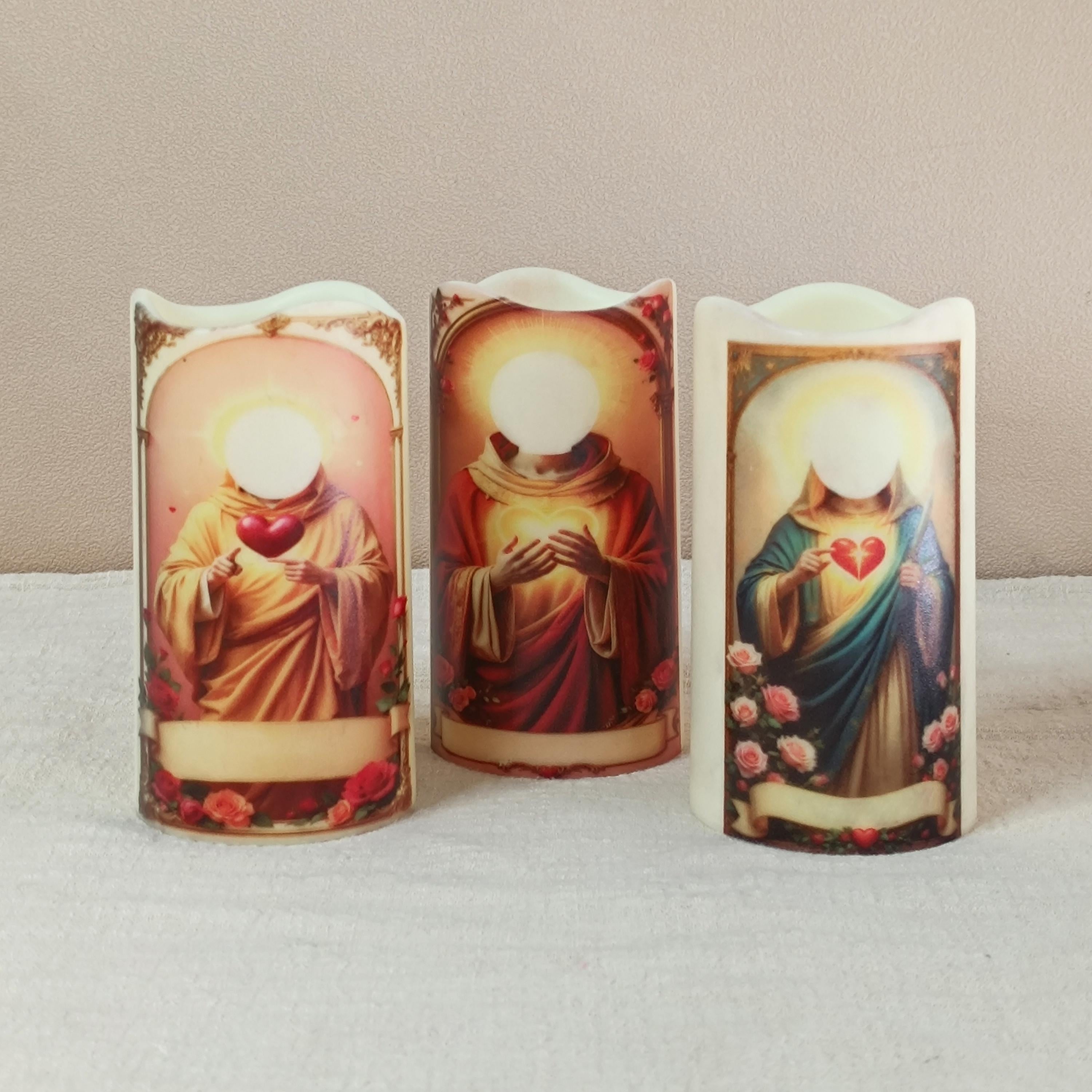 Custom Saint Flameless LED Candle: Prayer Votive with Remote & Timer
